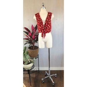 90s Vintage Lace Up Crop Top